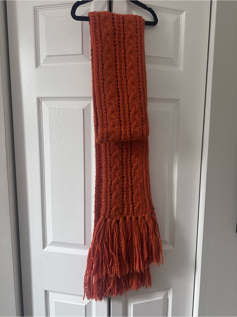 Vintage Abercrombie & Fitch Rust Orange Cable Knit Fringe Scarf